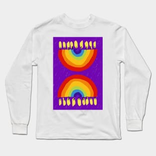 Rainbow Chanukiah Purple Print Long Sleeve T-Shirt